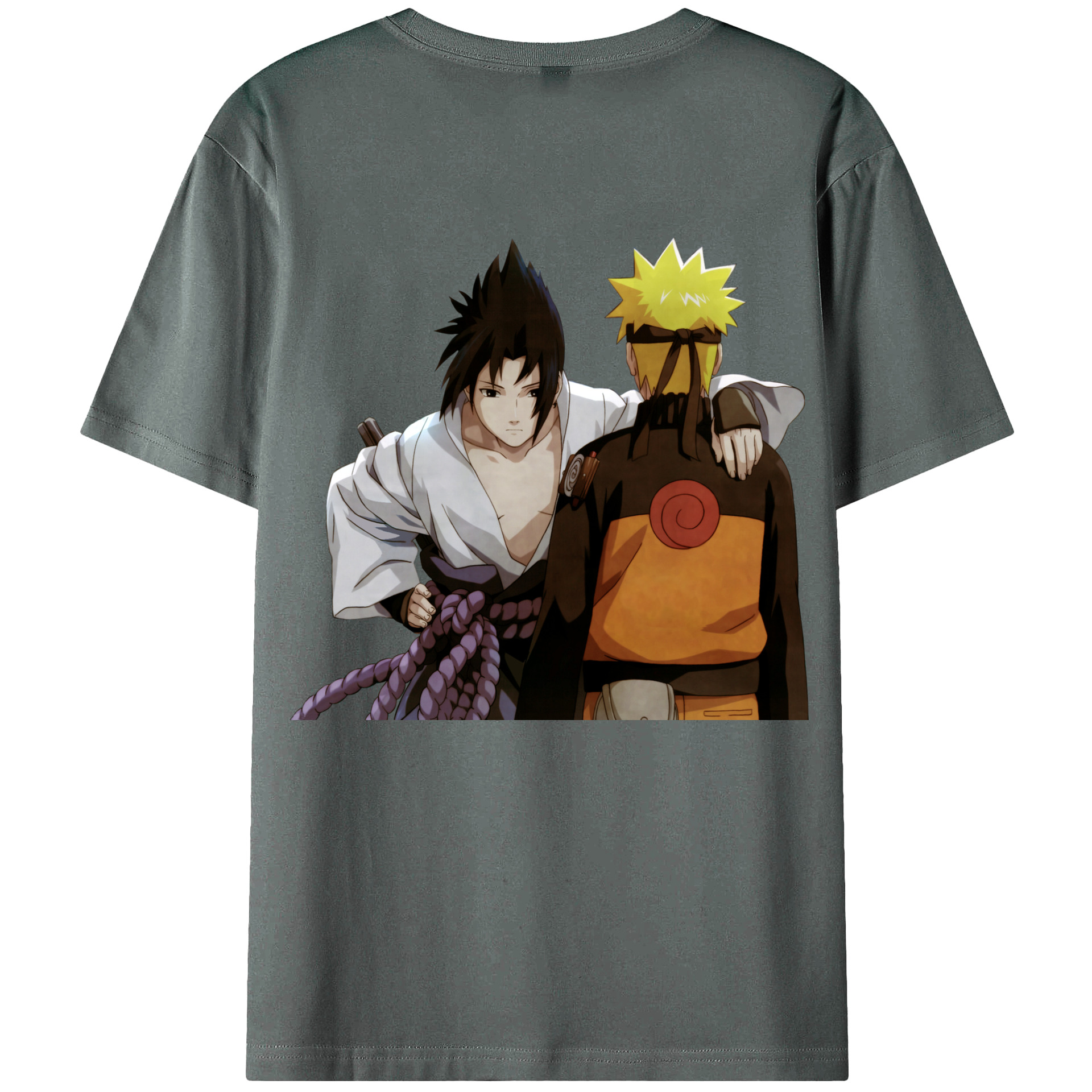 （画像用） NARUTO -ナルト- うちは サスケ Uchiha Sasuke 綿100％ メンズ半袖Tシャツ（バックプリント） 通気性